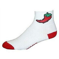 Gizmo Running Cycling Socks - Chili Pepper - White/Red - Coolmax - Made in USA!