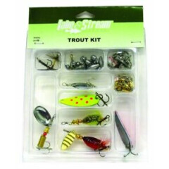 Lake & Stream Trout Kit - 68 pc. Trout Tackle incl. Spoons, Hooks, Rigs, & Jigs