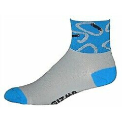 Gizmo Running Cycling Socks - Carabiners - Gray/Blue - Coolmax - Made in the USA