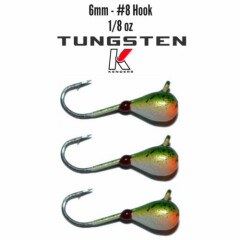 3 PACK (Large Hook Series) Baby Bass Bright UV Tungsten Jig - 6mm - #8 Hook