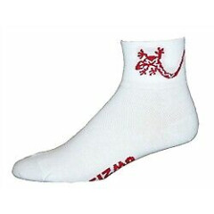 Gizmo Running Cycling Socks - Lizard - White/Red - Coolmax - Made in USA!