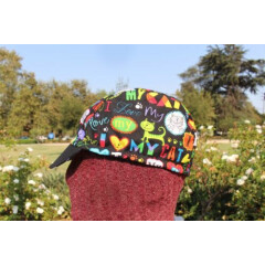 CYCLING CAP I LOVE MY CAT 100% COTTON HANDMADE IN USA ANY SIZE 