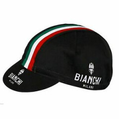 Bianchi Milano Black Cotton Cycling Cap Made In Italy (4000)