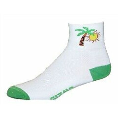 Gizmo Running Cycling Socks - Palm Tree - White - Coolmax - Made in the USA