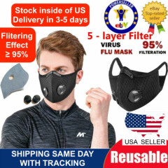 Outdoor Cycling running Sport Mask with carbon Filter with valves black color