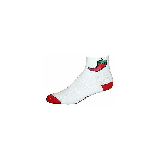 Gizmo Running Cycling Socks - Chili Pepper - White/Red - Coolmax - Made in USA! image {1}