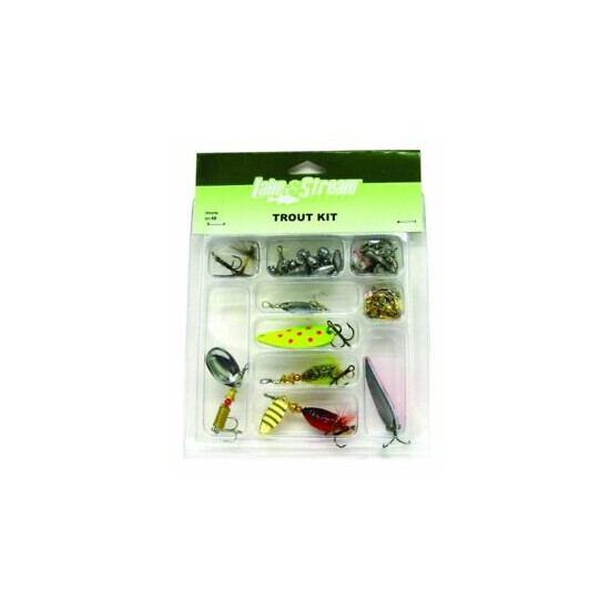 Lake & Stream Trout Kit - 68 pc. Trout Tackle incl. Spoons, Hooks, Rigs, & Jigs image {1}