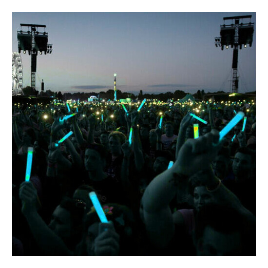 5 Blue Premium Large 6" Long Thick Glow Sticks Neon Party Light Festival Lures image {7}