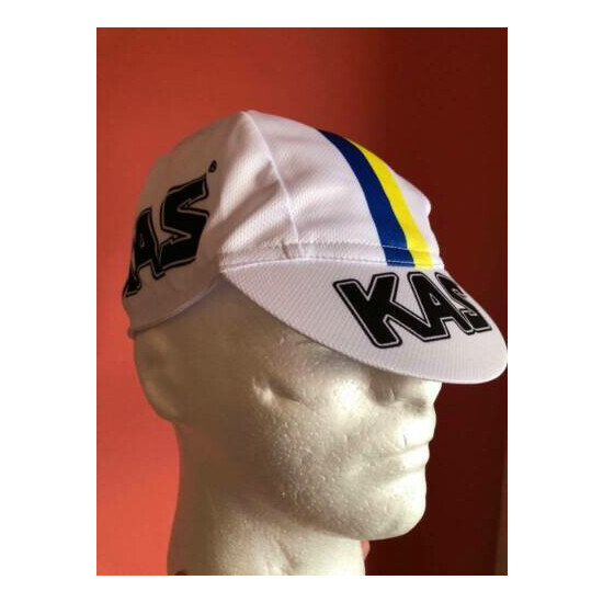 TEAM KAS RETRO CYCLING COTTON CAP HAT SEAN KELLY TOUR DE FRANCE MADE IN ITALY image {1}