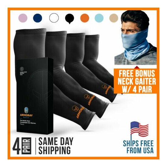 Basketball Arm Sleeves BLACK for Men Women Compression Sleeve Multi Color image {1}