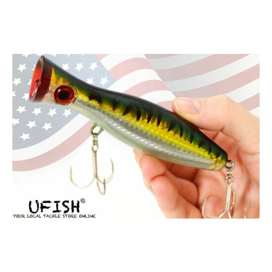 UFISH 5 Inches Top Water Popper Lures Saltwater Popper Fishing Lure Bass Baits image {25}
