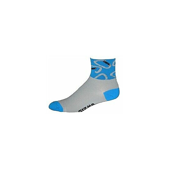 Gizmo Running Cycling Socks - Carabiners - Gray/Blue - Coolmax - Made in the USA image {1}