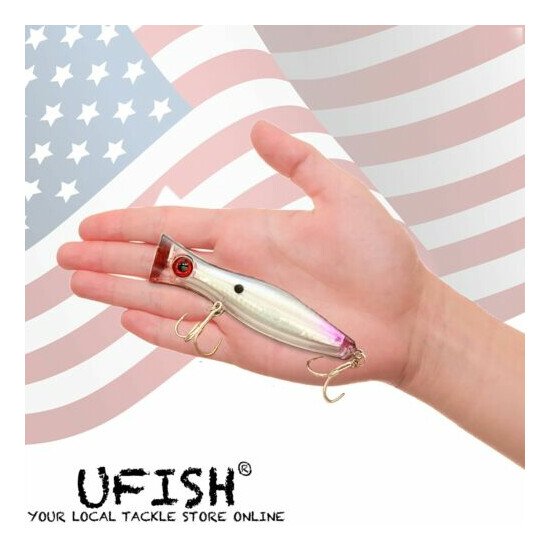 UFISH 5 Inches Top Water Popper Lures Saltwater Popper Fishing Lure Bass Baits image {10}