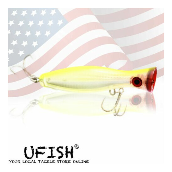 UFISH 5 Inches Top Water Popper Lures Saltwater Popper Fishing Lure Bass Baits image {19}