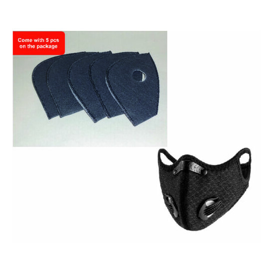 Outdoor Cycling running Sport Mask with carbon Filter with valves black color image {13}