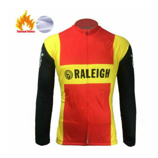 Mens Thermal Fleece / Polyester team Retro TI Raleigh cycling jersey Long sleeve image {1}