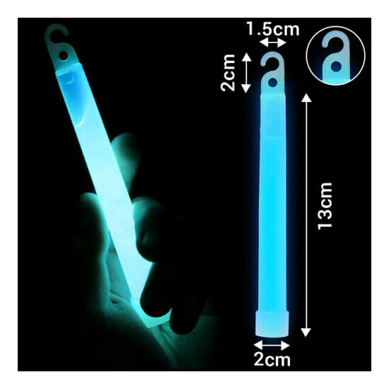 5 Blue Premium Large 6" Long Thick Glow Sticks Neon Party Light Festival Lures image {4}
