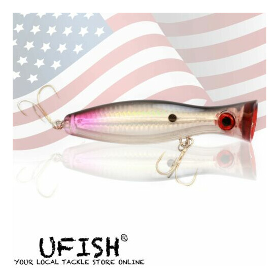 UFISH 5 Inches Top Water Popper Lures Saltwater Popper Fishing Lure Bass Baits image {22}