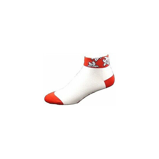 Gizmo Running Cycling Socks - Hawaiian Low - White/Red - Coolmax - Made in USA! image {1}