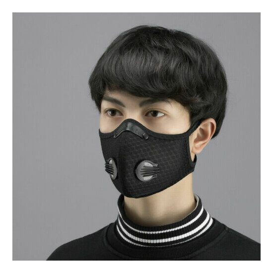 Outdoor Cycling running Sport Mask with carbon Filter with valves black color image {8}