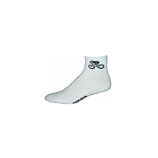 Gizmo Running Cycling Socks - Bicycle - White/Black - Coolmax - Made in the USA! image {1}