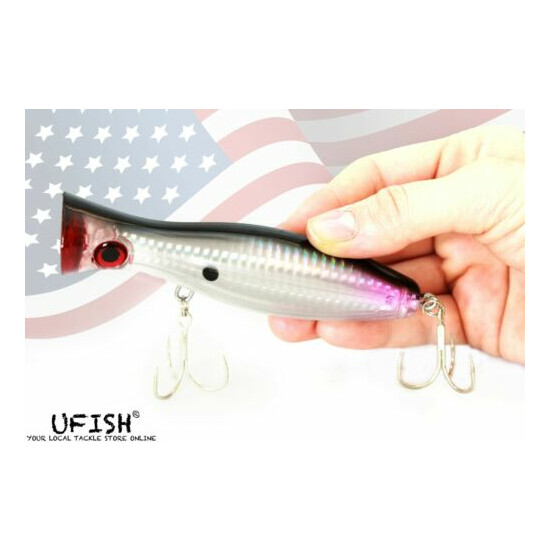 UFISH 5 Inches Top Water Popper Lures Saltwater Popper Fishing Lure Bass Baits image {21}