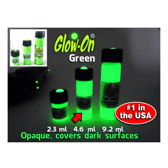 Glow-On GREEN Glow Paint For Gun Sights, Fishing Lures, 4.6 ml Vial, Bright image {3}
