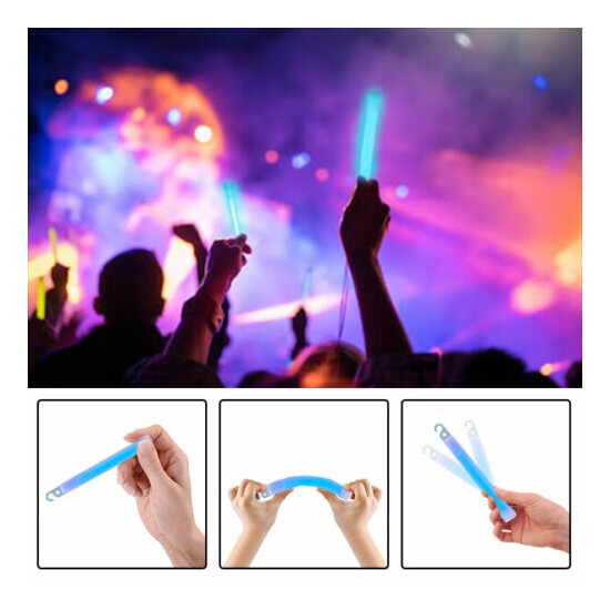 5 Blue Premium Large 6" Long Thick Glow Sticks Neon Party Light Festival Lures Thumb {6}