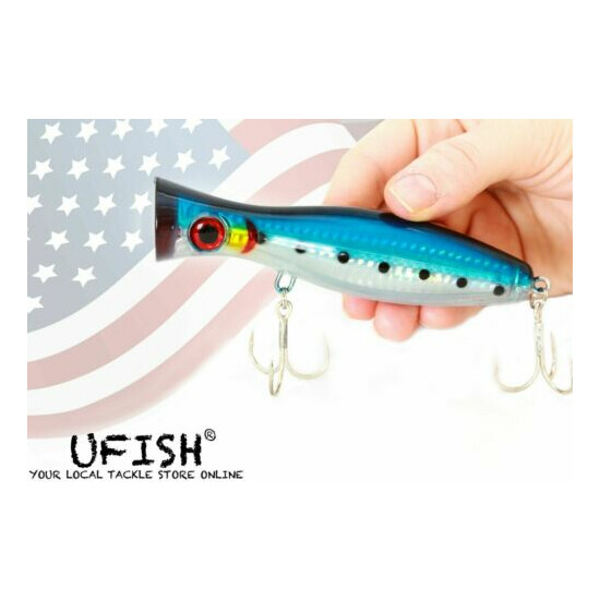 UFISH 5 Inches Top Water Popper Lures Saltwater Popper Fishing Lure Bass Baits image {3}