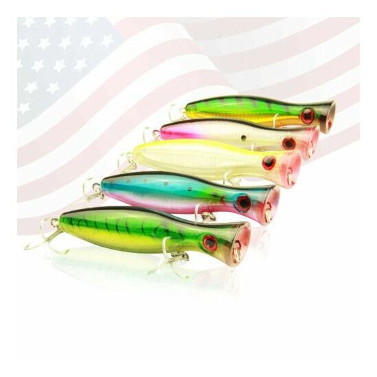 UFISH 5 Inches Top Water Popper Lures Saltwater Popper Fishing Lure Bass Baits image {2}