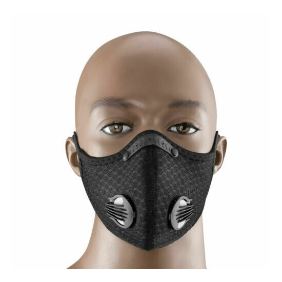 Outdoor Cycling running Sport Mask with carbon Filter with valves black color image {7}