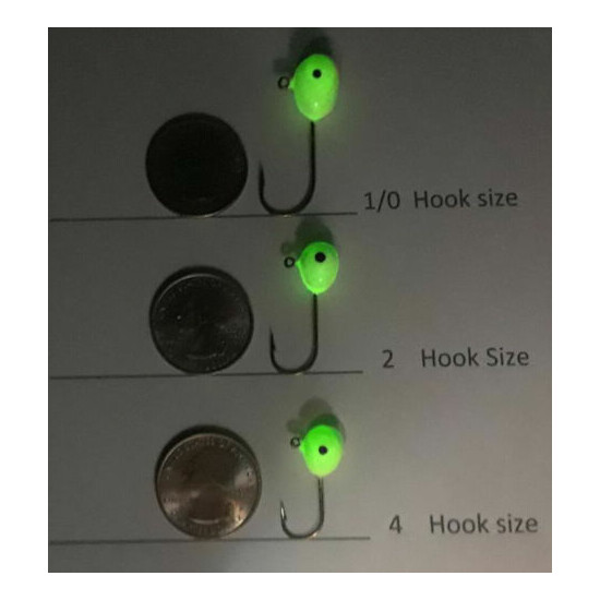 LUMINESCENT FLOATING GLOW JIG HEADS 2 HOOK SIZE - LUMINESCENT GLOW in the Dark  image {3}