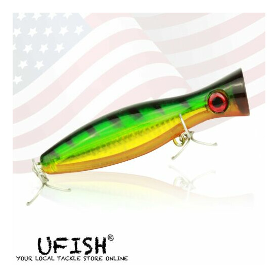UFISH 5 Inches Top Water Popper Lures Saltwater Popper Fishing Lure Bass Baits image {31}