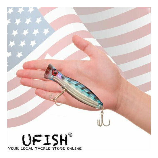 UFISH 5 Inches Top Water Popper Lures Saltwater Popper Fishing Lure Bass Baits image {11}