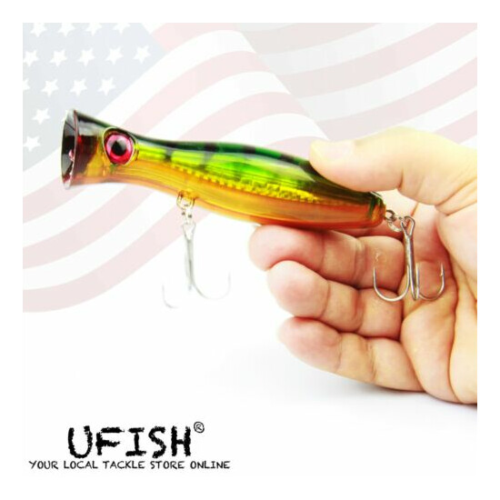 UFISH 5 Inches Top Water Popper Lures Saltwater Popper Fishing Lure Bass Baits image {30}