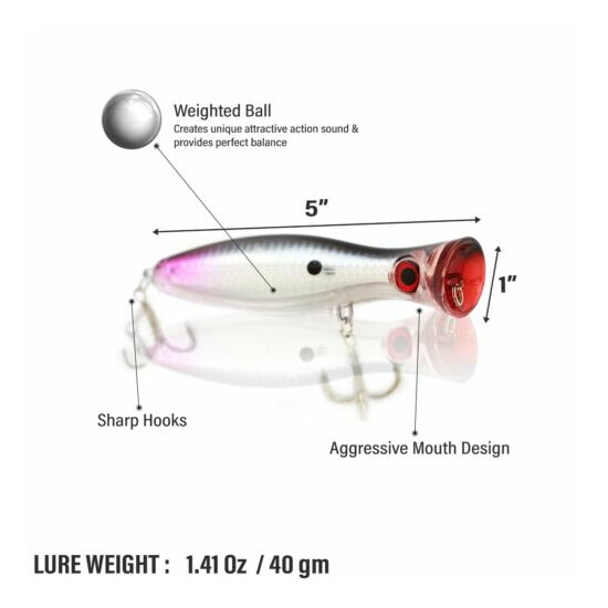 UFISH 5 Inches Top Water Popper Lures Saltwater Popper Fishing Lure Bass Baits image {24}