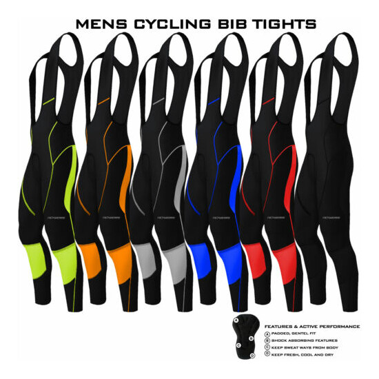 Mens Cycling Bib Tights Long Compression Pants Padded MTB Road Bike Lycra NEW image {1}