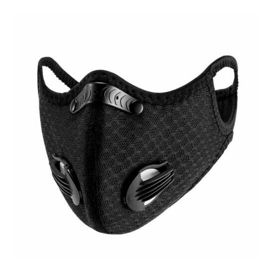 Outdoor Cycling running Sport Mask with carbon Filter with valves black color image {2}