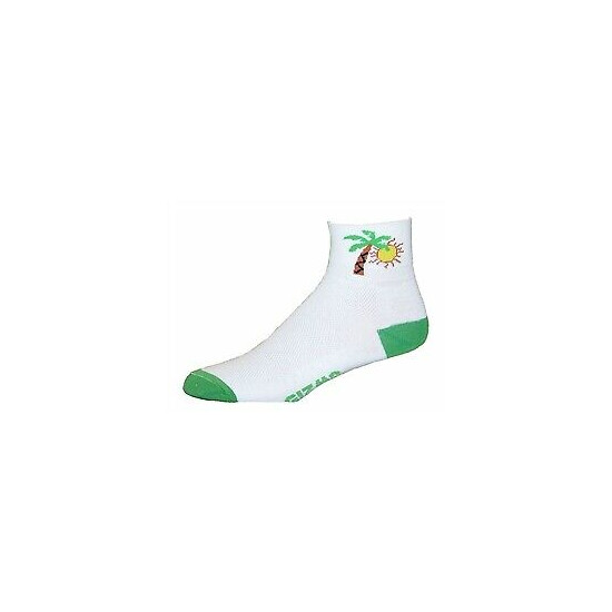 Gizmo Running Cycling Socks - Palm Tree - White - Coolmax - Made in the USA image {1}