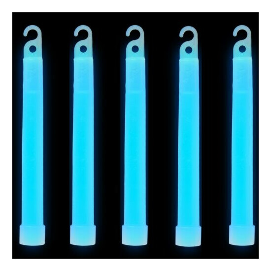 5 Blue Premium Large 6" Long Thick Glow Sticks Neon Party Light Festival Lures image {1}