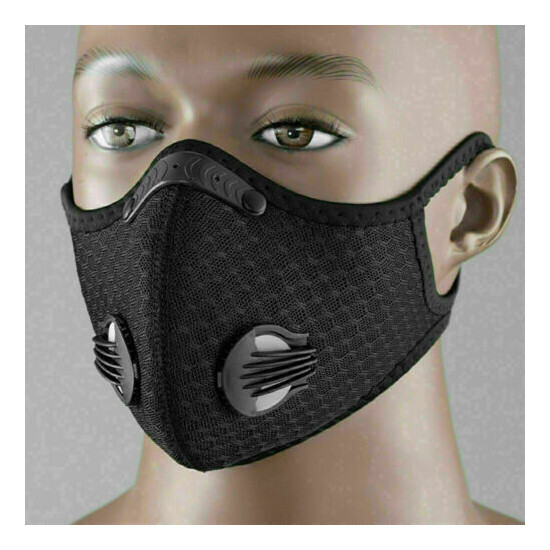 Outdoor Cycling running Sport Mask with carbon Filter with valves black color image {3}